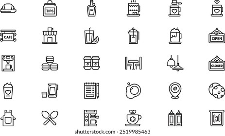 Cafe icons High-Quality Vector Icons Collection with Editable Stroke. Ideal for Professional and Creative Projects.