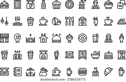 Cafe icons High-Quality Vector Icons Collection with Editable Stroke. Ideal for Professional and Creative Projects.