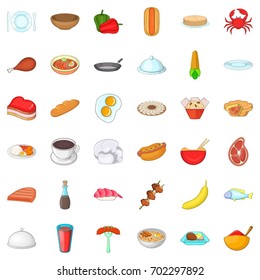 Cafe icons set. Cartoon style of 36 cafe vector icons for web isolated on white background