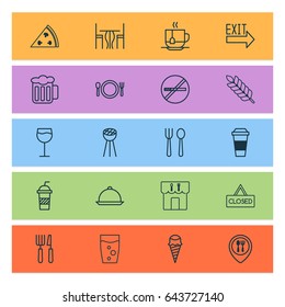 Cafe Icons Set. Collection Of Ale, Dining, Fork Knife And Other Elements. Also Includes Symbols Such As Dinning, Chair, Knife.