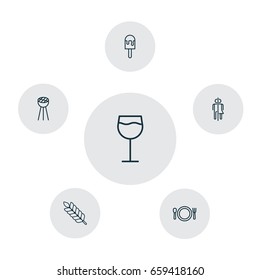 Cafe Icons Set. Collection Of Grill, Restroom, Lolly And Other Elements. Also Includes Symbols Such As Glassware, Restaurant, Cutlery.