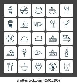 Cafe Icons Set. Collection Of Hooch, Eating House, Board And Other Elements. Also Includes Symbols Such As Coffee, Soup, Hanging.