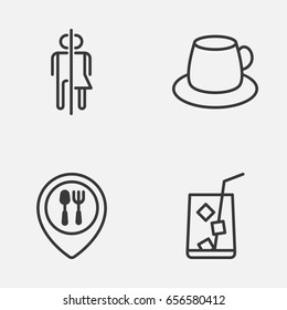 Cafe Icons Set. Collection Of Lemon Juice, Food Mapping, Coffee Cup And Other Elements. Also Includes Symbols Such As Drink, Cup, Juice.