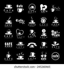 Cafe Icons Set - Isolated On Black Background - Vector Illustration, Graphic Design, Editable For Your Design