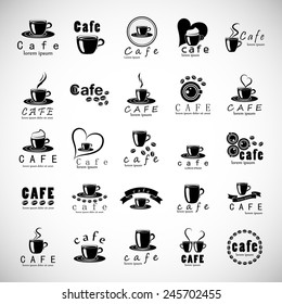 Cafe Icons Set - Isolated On Gray Background - Vector Illustration, Graphic Design, Editable For Your Design