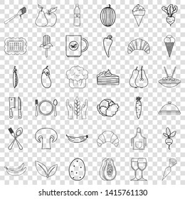 Cafe icons set. Outline style of 36 cafe vector icons for web for any design