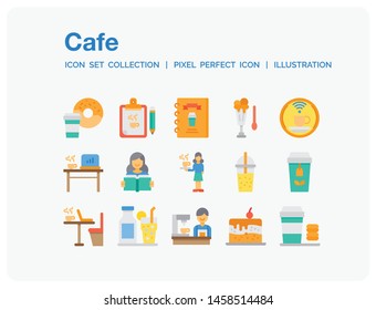 Cafe Icons Set. UI Pixel Perfect Well-crafted Vector Thin Line Icons. The illustrations are a vector.