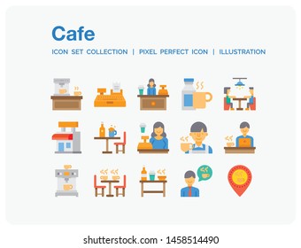 Cafe Icons Set. UI Pixel Perfect Well-crafted Vector Thin Line Icons. The illustrations are a vector.