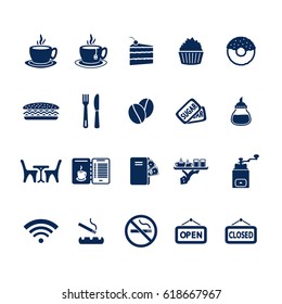 Cafe icons set. Vector.