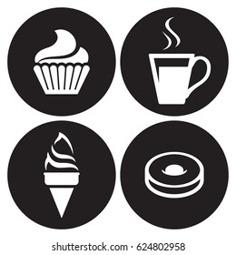 Cafe icons set. White on a black background