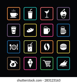 cafe icons universal set for web and mobile