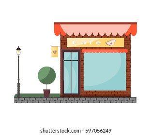 Cafe illustration in flat design.  