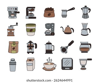 Cafe illustration icon elements are suitable for various design needs such as templates, posters, social media, websites, banners, and others.