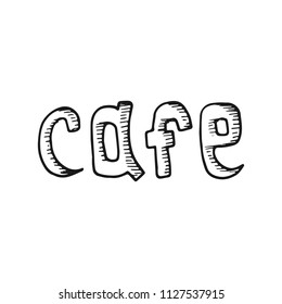 cafe inscription simple sketch vector isolated.