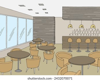 Cafe interior bar graphic color sketch illustration vector
