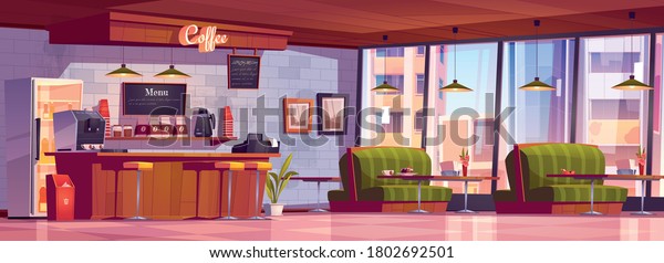 Cafe Interior Coffee Machine Cashier Desk Stock Vector (Royalty Free ...