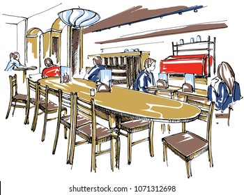 Cafe interior sketch