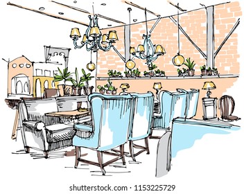 Cafe interior sketch