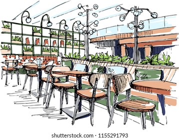 Cafe interior sketch