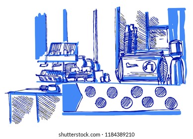Cafe interior sketch