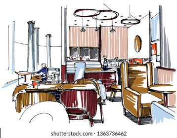 Cafe interior sketch