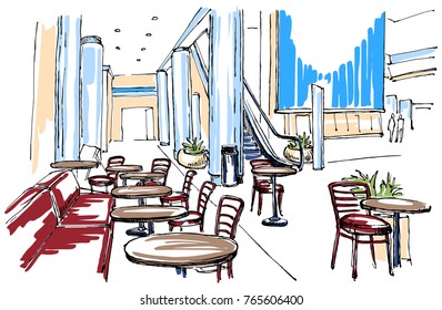 Cafe interior sketch