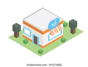 Cafe in isometric design