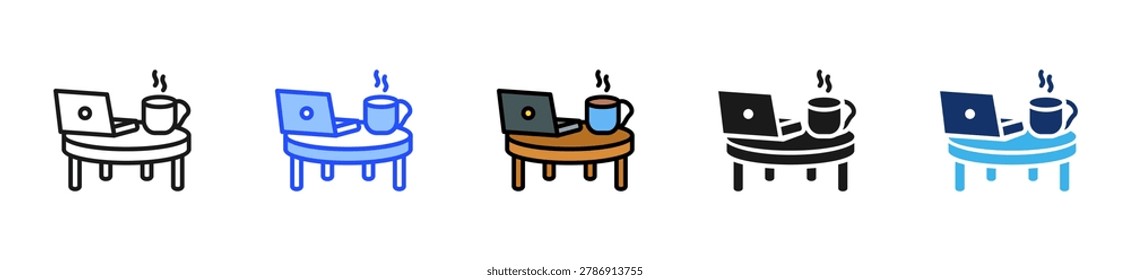 Cafe Laptop Icon Collection With Multiple Styles