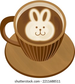 Cafe latte art of a rabbit