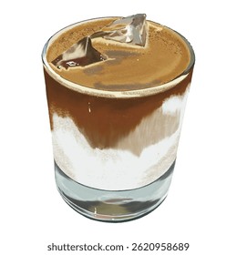 Cafe latte coffee, iced drink, dessert