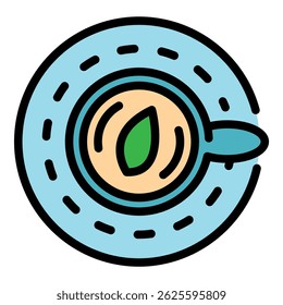 Ícone de café com leite. Contorno café latte ícone vetor cor plana isolado