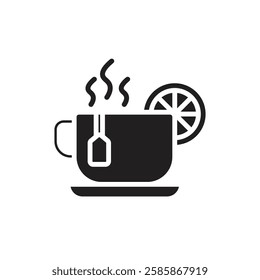 Cafe Lemon Tea Filled Icon Vector Illustration