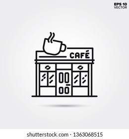 Cafe line icon. EPS 10 vector coffee shop illustration.