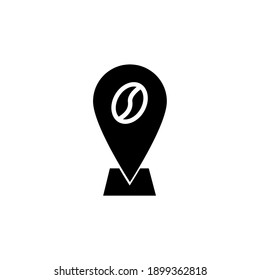 Cafe location glyph icon. Cafe and restaurant icon in black solid style. Vector