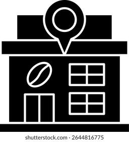 Cafe Location Glyph Vector Icon Design