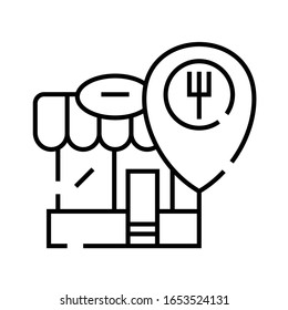 Cafe location line icon, concept sign, outline vector illustration, linear symbol.