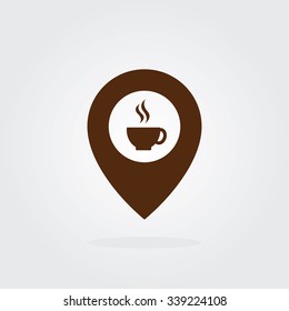 Cafe Location pointer Symbol Vector. Map pointer icon for food, chef, lunch, dinner, menu sign.