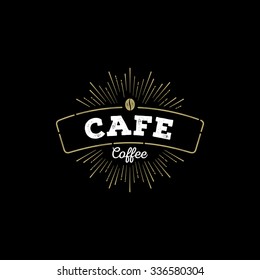 Cafe logo with coffee bean. Vector design.