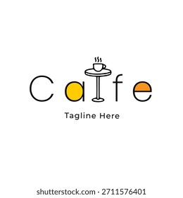 Logotipo del café con la taza de café y el texto, diseño minimalista