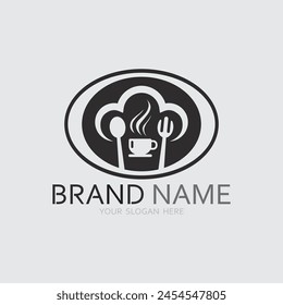 Logotipo de café y diseño de logotipo de café bebida de café cena resto