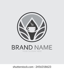 Logotipo de café y diseño de logotipo de café bebida de café cena resto