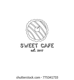 Cafe logo with cupcake in simple style. For web, print and creative design