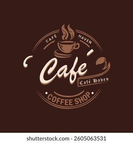 Cafe Logo Design – Coffee Shop and Bistro Badge – Minimalist Cup and Bean Icon for Barista Branding – Vector EPS file 