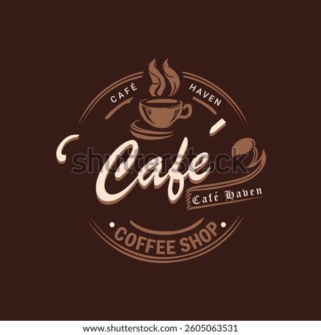 Cafe Logo Design – Coffee Shop and Bistro Badge – Minimalist Cup and Bean Icon for Barista Branding – Vector EPS file 