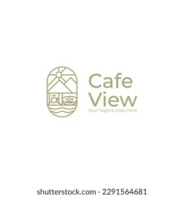 Diseño de logotipos para cafés con gráficos vectoriales de estilo de línea minimalista