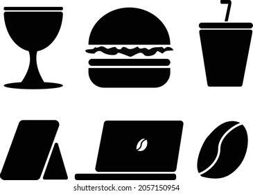 Cafe logo drink logo burger logo laptop logo  coffee icon cafe bean cup glass 