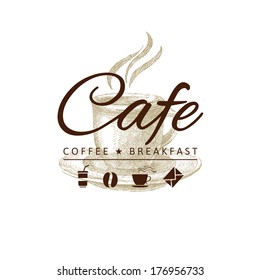 cafe logo with hand drawn coffee cup