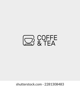 Cafe logo in line style with coffee cup