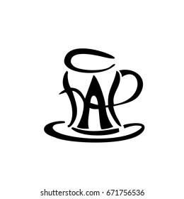 Cafe logo. Sketch. Calligraphy. Vector.