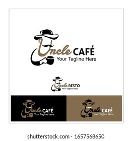 logo del café con el símbolo de la cabeza de un vaquero. Logo de símbolo U, logo de tío